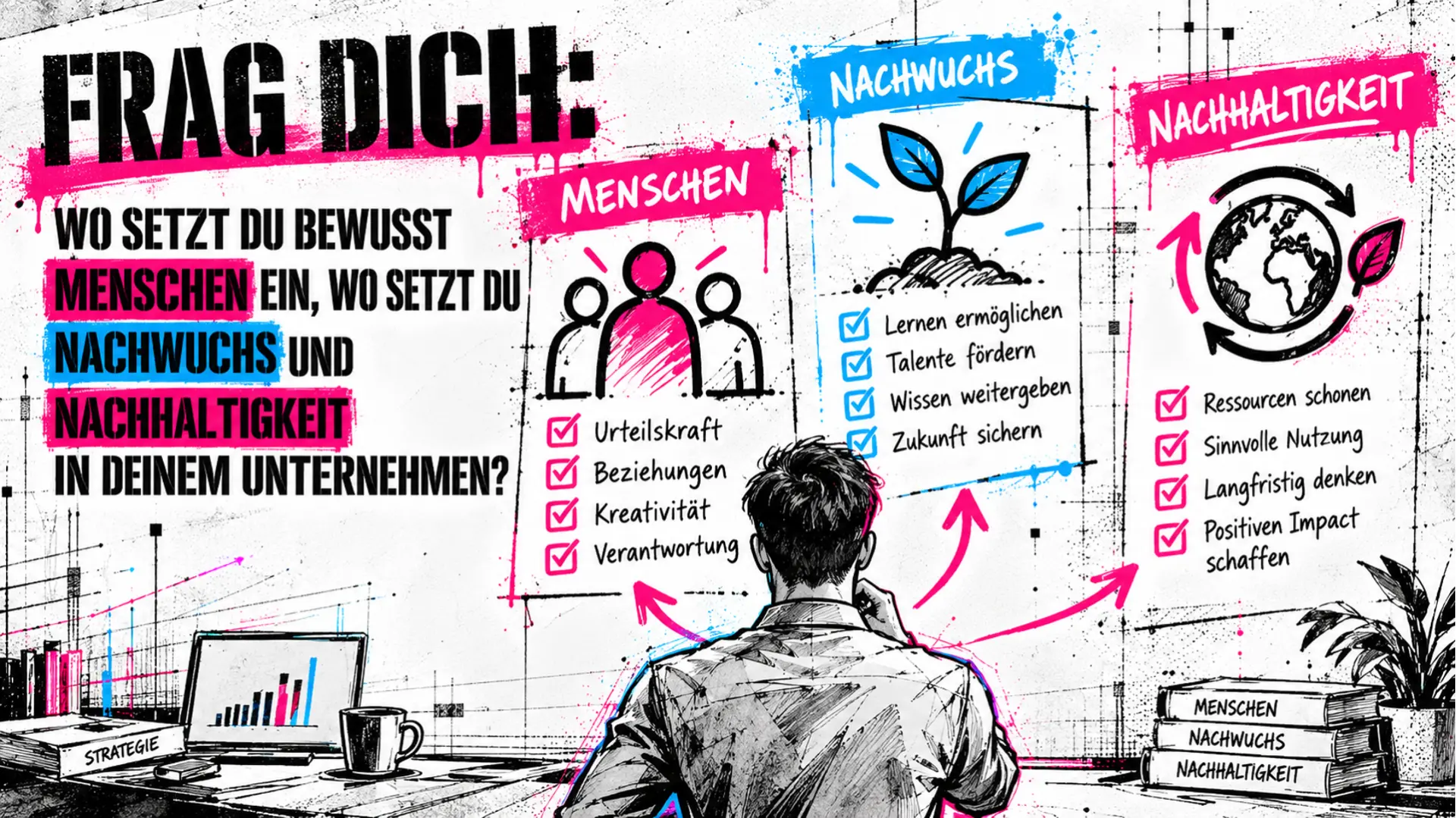 Folie: Frag dich: Menschen, Nachwuchs, Nachhaltigkeit